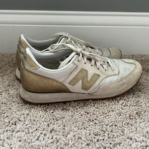New Balance Gold Trimmed Sneakers, 8